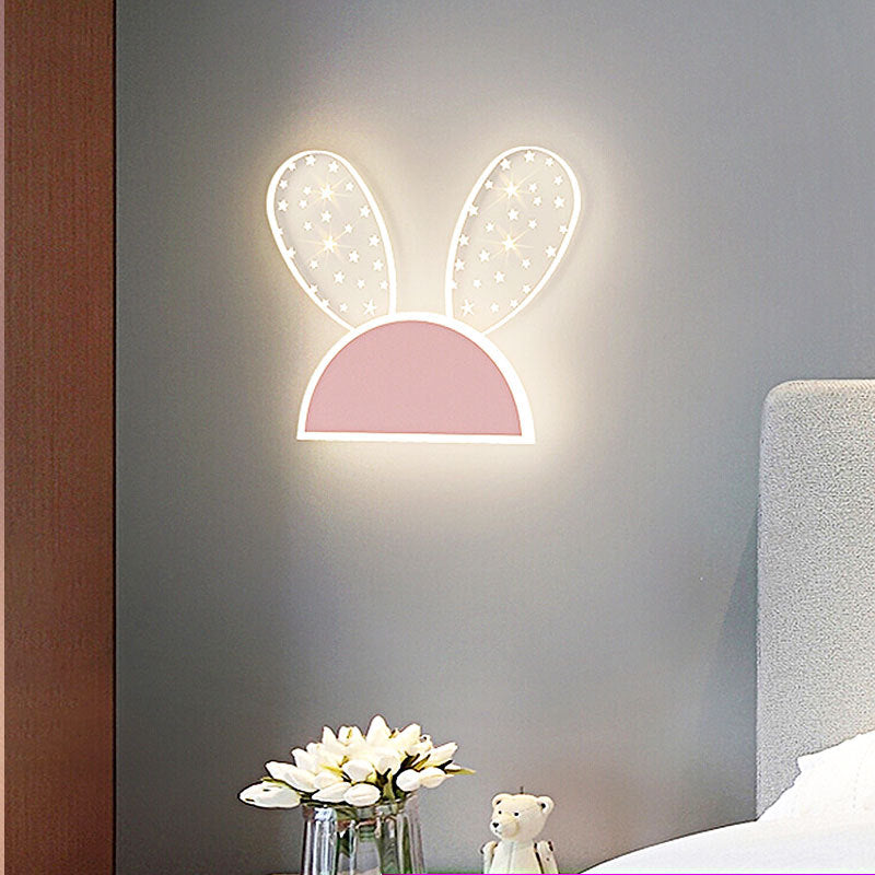 コンテンポラリー クリエイティブ ラビット プラネット アクリル アイアン LED ウォール スコンス ランプ 寝室用 
