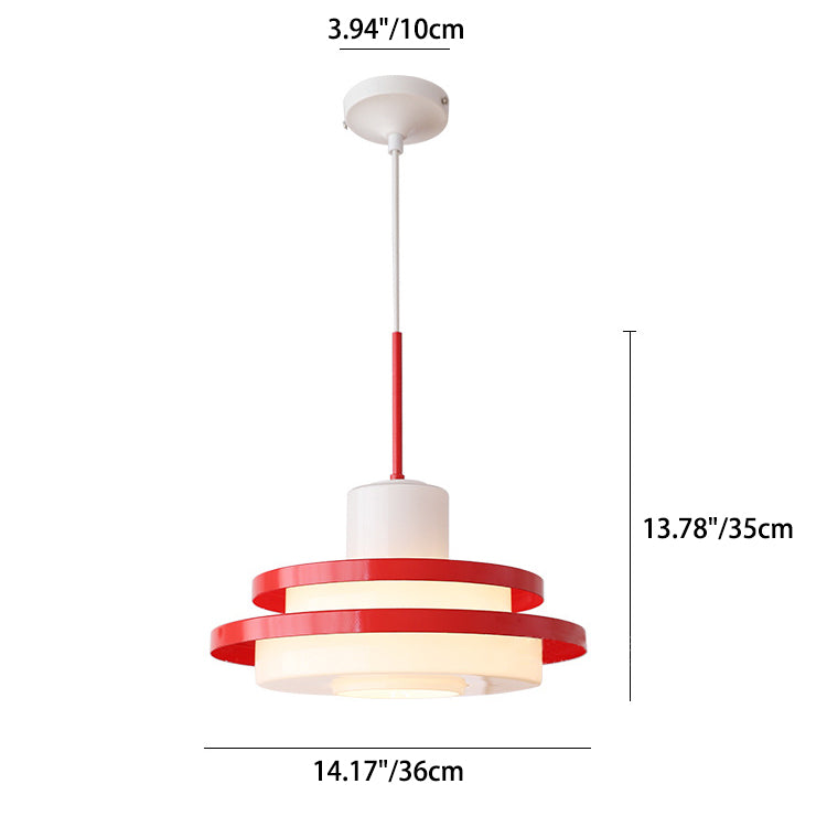 Traditional Vintage Round Cylinder Glass Iron 1-Light Pendant Light For Living Room