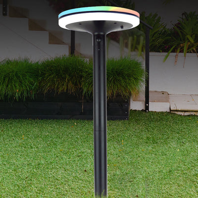 Contemporary Creative Solar Round Plastic Aluminum LED Ground Plug Outdoor Landscape Light For Garden