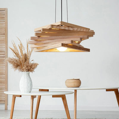 Modern Minimalist Creative Log Triangle 1-Light Pendant Light