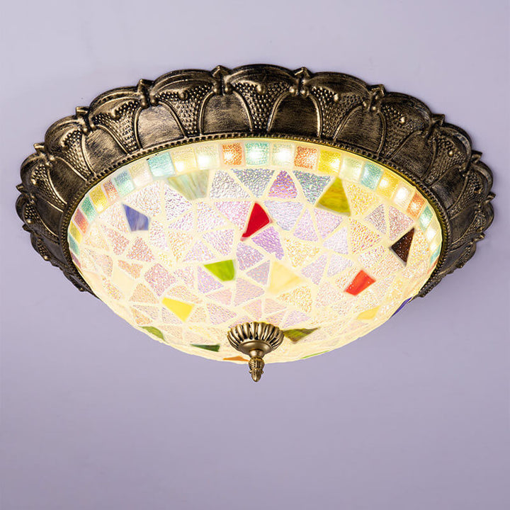 European Creative Personality Iron Glass Circle LED Flush Mount Ceiling Light