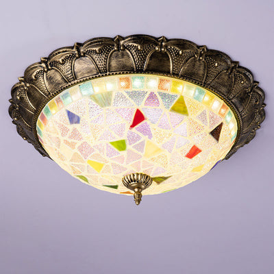European Creative Personality Iron Glass Circle LED Flush Mount Ceiling Light