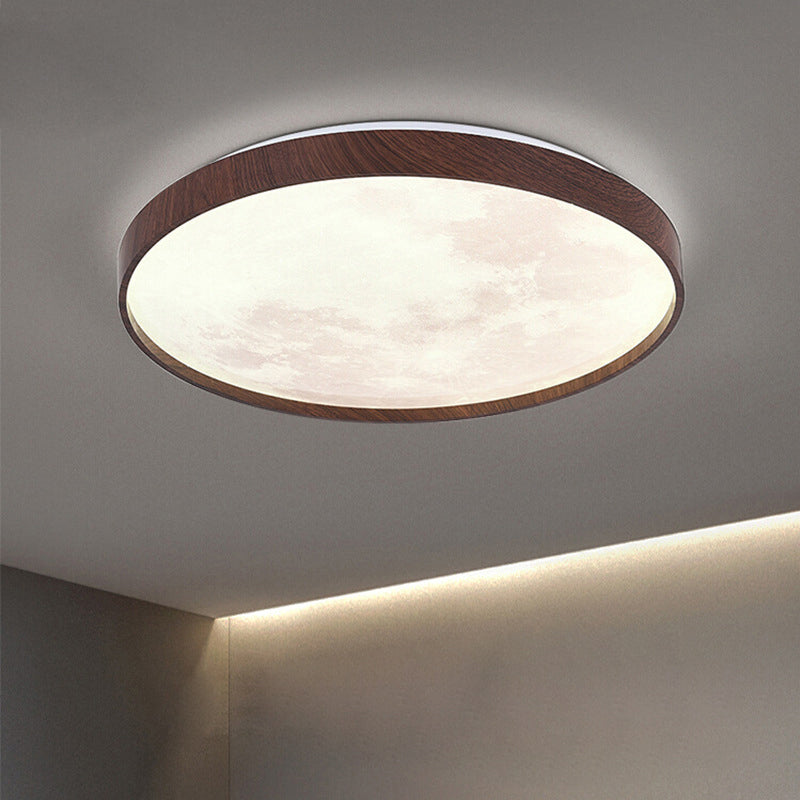 Zeitgenössische skandinavische Eisen-Plastikrunde Mond-LED-Unterputz-Deckenleuchte für Wohnzimmer 