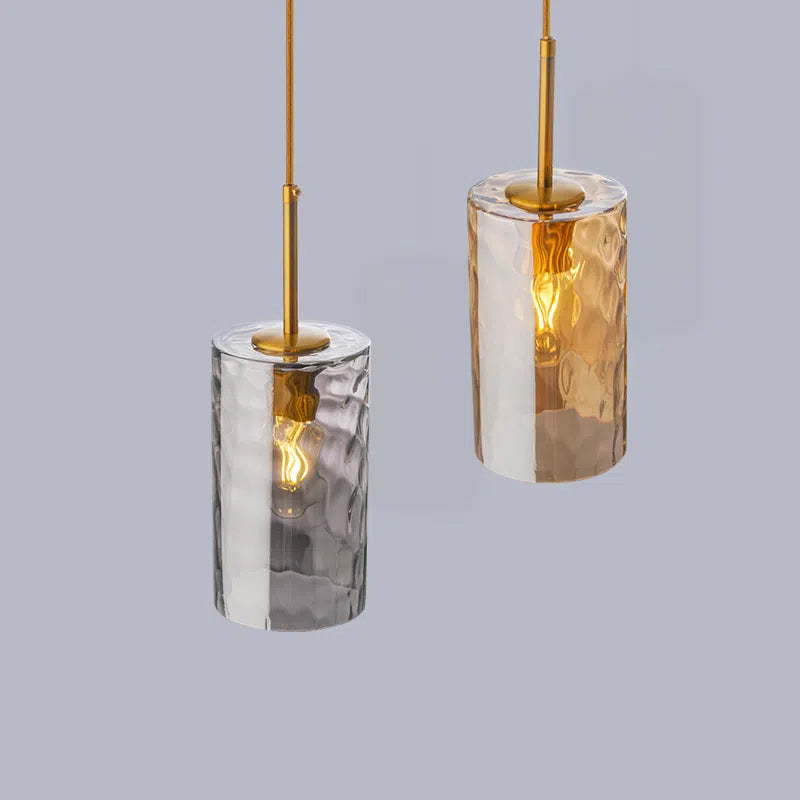 Contemporary Scandinavian Cylinder Iron Glass 1-Light Pendant Light For Living Room