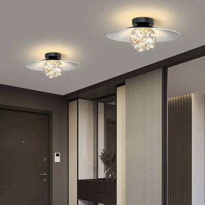 Modern Minimalist Full Of Stars Round Iron Glass LED Semi-Flush Mount Ceiling Light