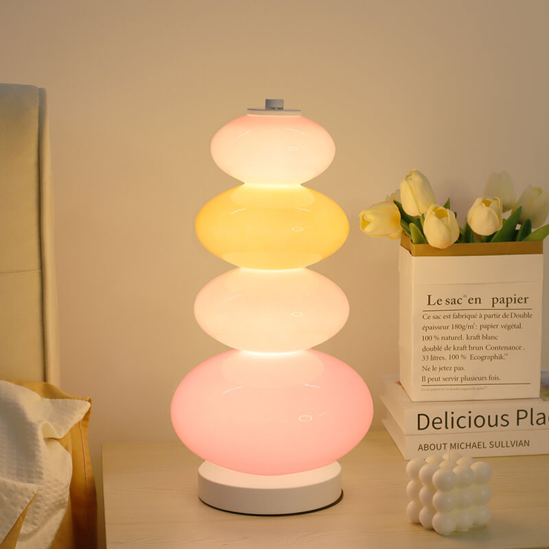 Lámpara de mesa LED de brochetas de calabaza de caramelo arcoíris creativo Macaron 