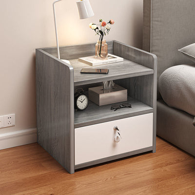 Table de chevet rectangulaire minimaliste moderne en panneau de densité avec 1/2/3 tiroirs pour chambre à coucher 