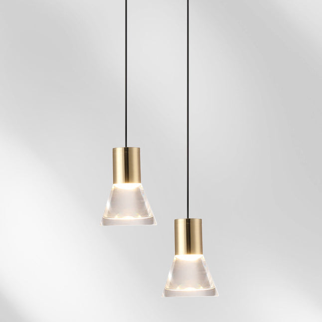 Lustre Suspendu LED Semi-Conique en Acrylique et Cuivre Complet Nordique Contemporain pour Chambre 