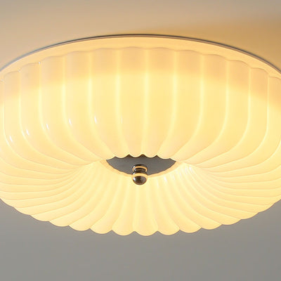 Contemporary Nordic Striped Glass Round LED Flush Mount Ceiling Light For Living Room