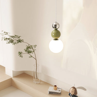 Moderne minimalistische runde Kugel Eisen Glas 1-Licht Pendelleuchte für Schlafzimmer 