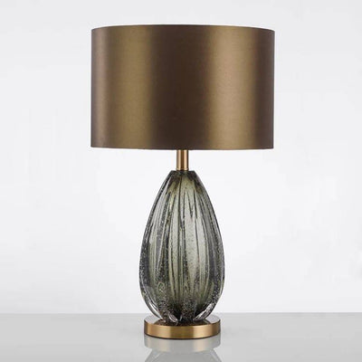 Contemporary Scandinavian Glazed Base Hardware Fabric 1-Light Table Lamp For Bedroom