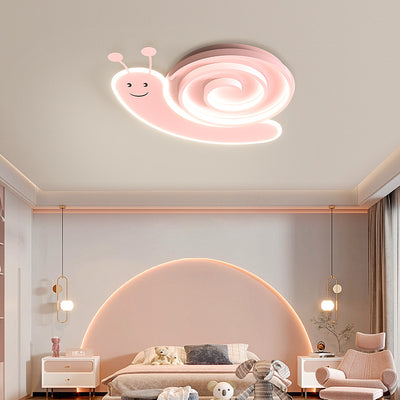 Modern Art Deco Snail Panda Rabbit Round Acrylic Iron LED Flush Mount Ceiling Light For Bedroom