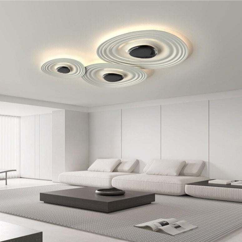 Plafonnier LED en aluminium ovale à ondulation d&
