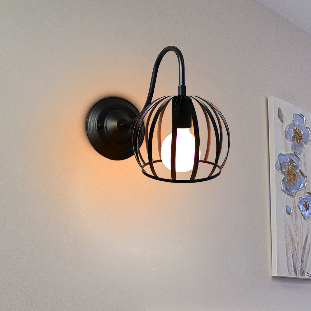 Applique Murale Lampe à 1 Lumière en Fer Creux Demi-cercle Industriel Rétro 