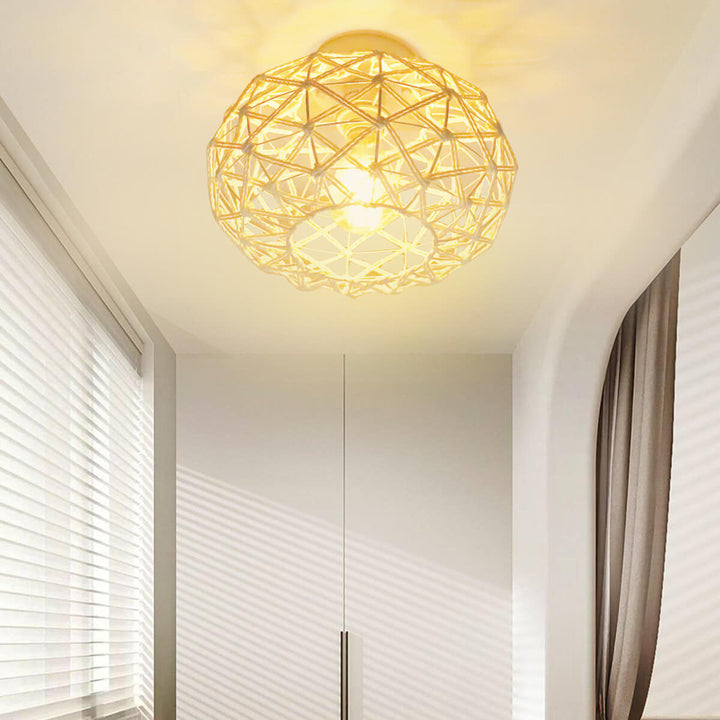 Moderne Küsten-Deckenleuchte mit ovalem Eisen-Papierseil und 1 Licht, halbbündige Montage, für Wohnzimmer 