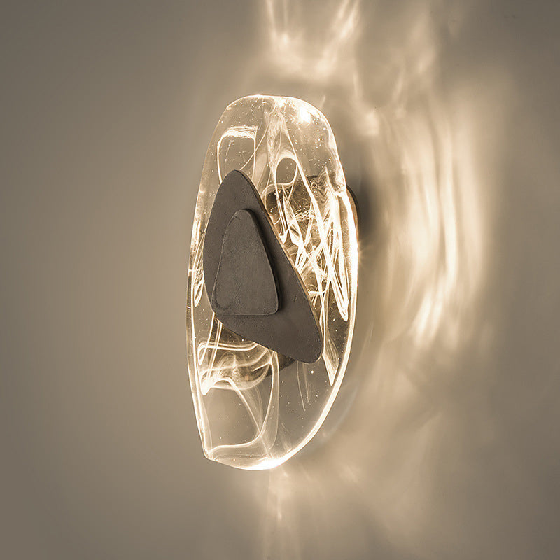 Modern Art Deco Irregular Oval Glass Iron LED Wall Sconce Lamp For Living Room