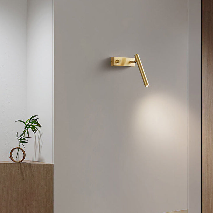 Applique Murale LED en Laiton Plein Rotative en Cylindre de Luxe Nordique 