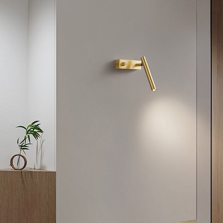 Applique Murale LED en Laiton Plein Rotative en Cylindre de Luxe Nordique 