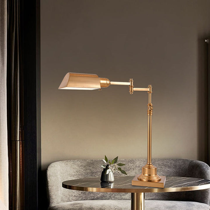 Lámpara de mesa contemporánea retro rectangular cilíndrica de hierro con una luz para dormitorio 