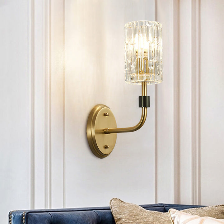 Modern Luxury Glass Cup Copper 1/2 Light Wall Sconce Lamp For Bedroom
