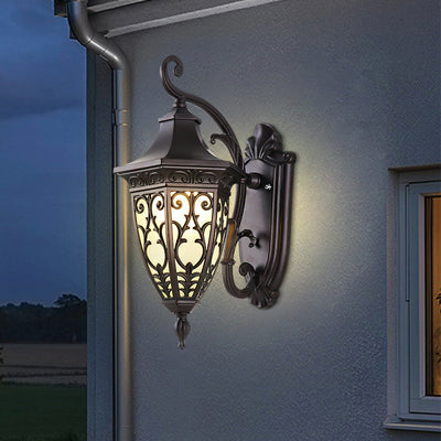Applique murale extérieure à 1 lumière en verre d'aluminium, gobelet à sept coins, étanche, traditionnel européen, pour jardin 