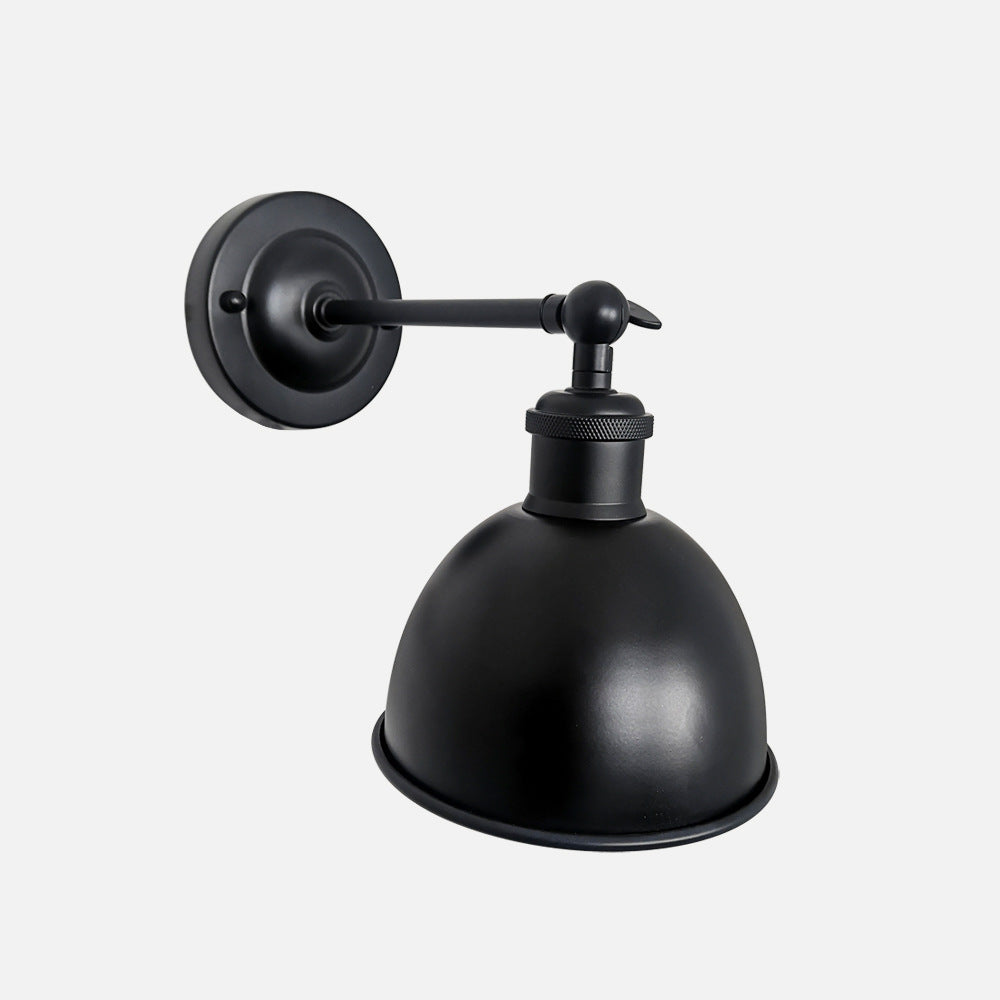 Zeitgenössische industrielle Eisen halbrunde Schatten Rocker Arm 1-Licht Wandleuchte Lampe für Wohnzimmer 