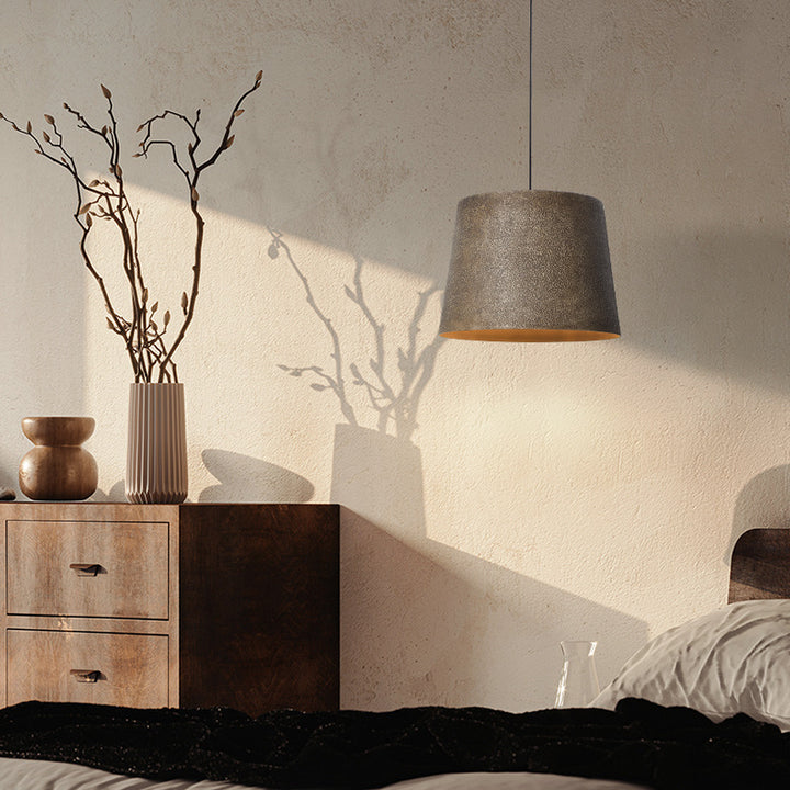 Lustre Suspendu Traditionnel Vintage Cône Rond Trapézoïdal en Acier à 1 Lumière pour Salon 