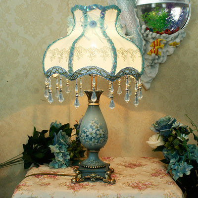 Traditionelle europäische gefärbte Harzgewebe-Blumenkuppel-Tischlampe mit 1 Licht für Schlafzimmer
