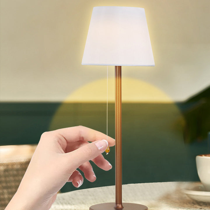 Lampe de table LED rechargeable en tissu de simplicité moderne, aluminium, plastique, cylindre de silice pour chevet 