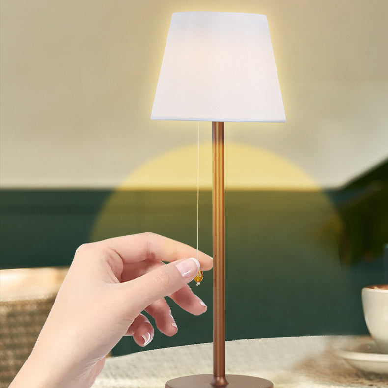 Modern Simplicity Fabric Aluminum Plastic Silica Cylinder LED Rechargeable Table Lamp For Bedside