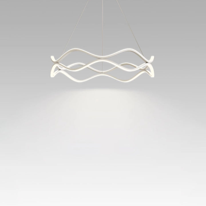 Contemporary Nordic Iron Aluminum Silica Round Wave LED Chandelier For Dining Room