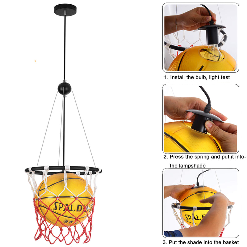 Moderne kreative Basketball Eisen Glas Mesh Seil 1-Licht Pendelleuchte 