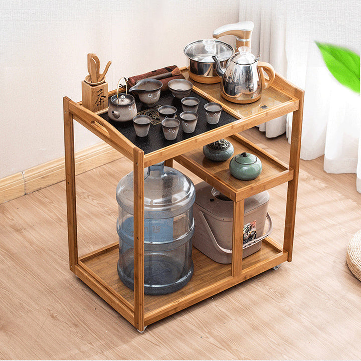 Moderner minimalistischer rechteckiger Massivholz-Beistelltisch mit 3 Ebenen für das Wohnzimmer 