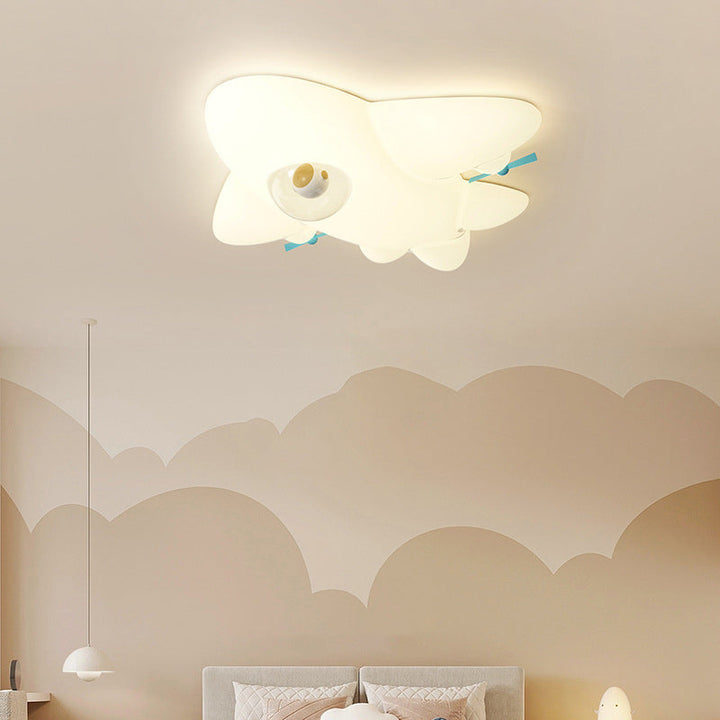 Lustre de plafond pour enfants avec avion en dessin animé créatif contemporain LED pour salon 