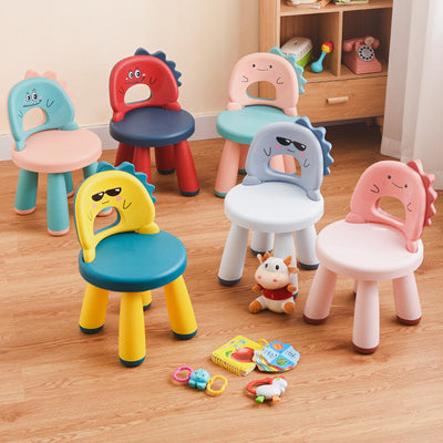 Tabouret rond en plastique pour enfants créatif contemporain avec dossier en forme de dinosaure pour le salon 