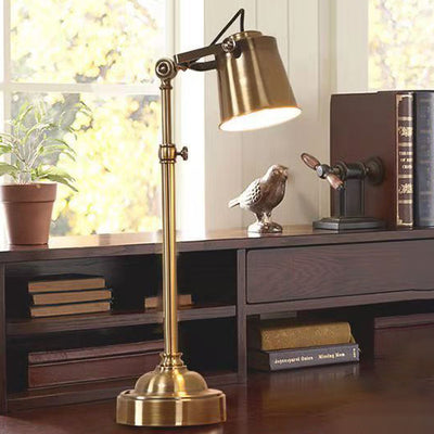 Contemporary Industrial Cylinder Brass 1-Light Table Lamp For Bedroom