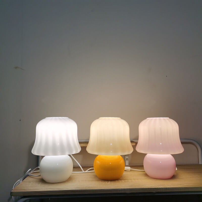 Modern Creative Solid Color Mushroom Design Glass 1-Light Table Lamp