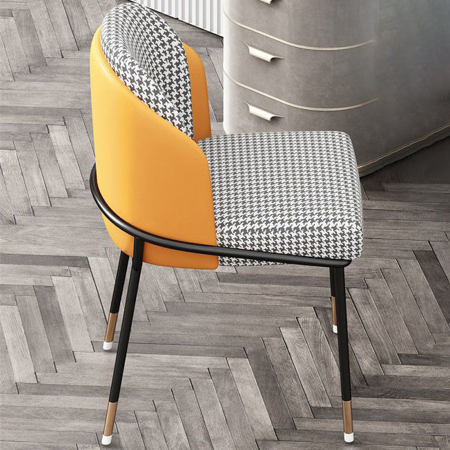 Contemporary Nordic PU Leather Fabric Iron Sponge Square Wraparound Dining Chair Backrest For Living Room