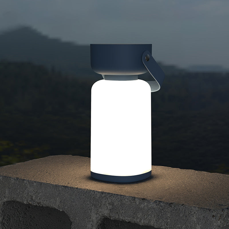 Lampe de table LED en cylindre en plastique ABS portable et étanche, simplicité moderne, pour éclairage extérieur de patio 