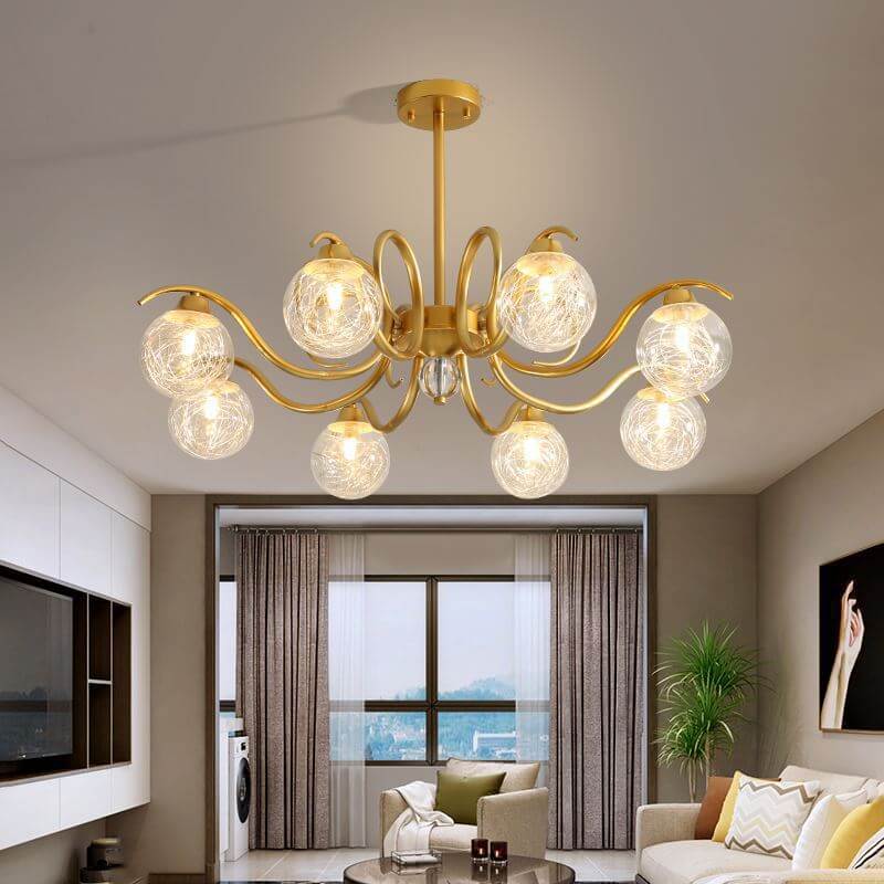 Modern Luxury Magic Bean Glass Gold Branch 6/8/10 Light Chandelier for Living Room