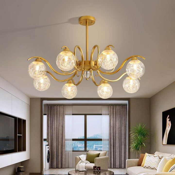 Modern Luxury Magic Bean Glass Gold Branch 6/8/10 Light Chandelier for Living Room