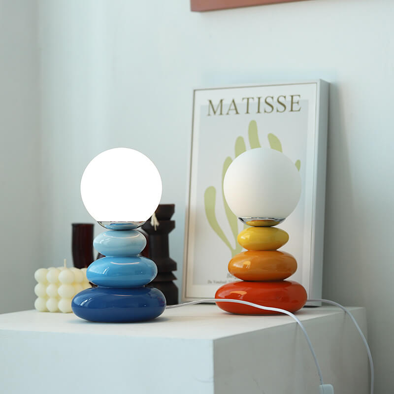 Nordic Creative Ceramic Colorful Stacked Stones LED USB Table Lamp