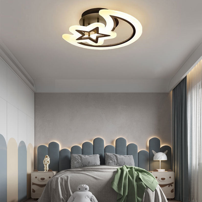 Moderne minimalistische Mondstern-Hardware Acryl LED Semi-Flush Mount Deckenleuchte für Wohnzimmer 