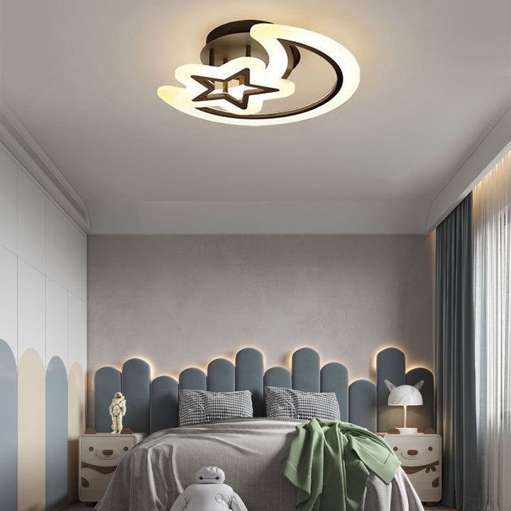 Moderne minimalistische Mondstern-Hardware Acryl LED Semi-Flush Mount Deckenleuchte für Wohnzimmer 