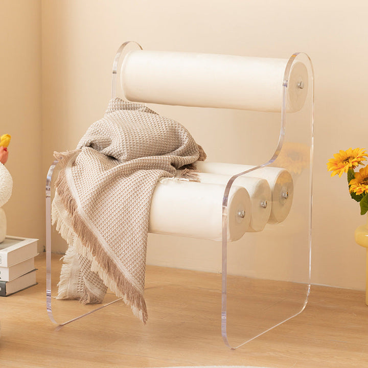 Cylindre créatif contemporain Chaise en tissu acrylique Dossier sans accoudoirs pour salon 