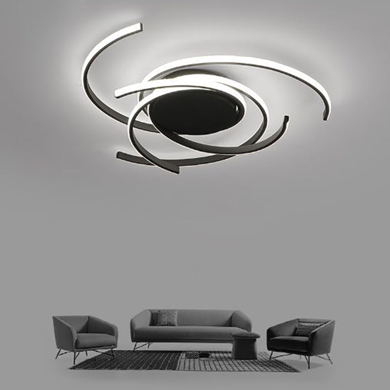 Plafonnier LED à montage affleurant en bande en spirale en aluminium minimaliste moderne pour chambre 