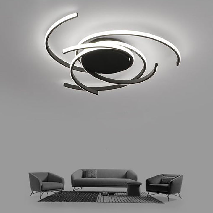 Plafonnier LED à montage affleurant en bande en spirale en aluminium minimaliste moderne pour chambre 