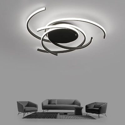 Plafonnier LED à montage affleurant en bande en spirale en aluminium minimaliste moderne pour chambre 