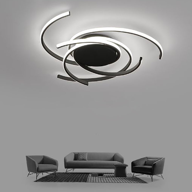 Plafonnier LED à montage affleurant en bande en spirale en aluminium minimaliste moderne pour chambre 