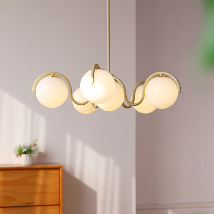 Lustre moderne minimaliste en verre et fer à 6 lumières pour salon 
